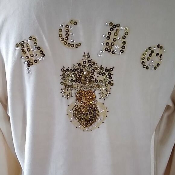 BCBGMAXAZRIA CREAM WOMEN SEQUINS SWEATER NEW SIZE L - Picture 5 of 14